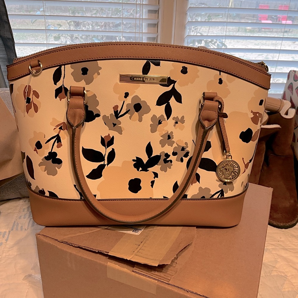 Anne Klein Floral Tan and Black Women's Bag
